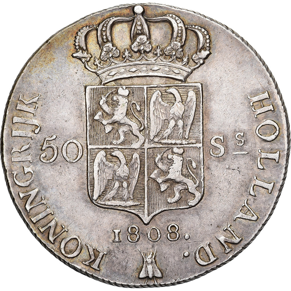 Kingdom of Holland, Louis Napoleon I, 50 Stuivers, 1808, Utrecht, Plata, MBC+