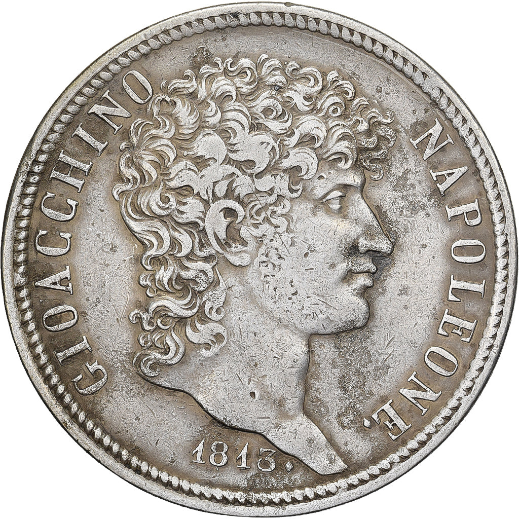 Kingdom of Naples, Joachim Murat, 5 Lire, 1813, Naples, Prata, EF(40-45)
