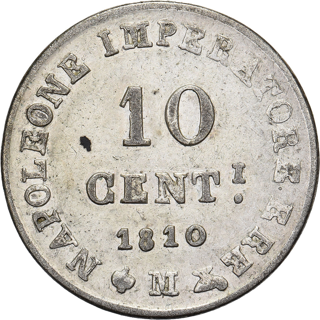 Royaume d'Italie, Napoléon Ier, 10 Centesimi, 1810, Milan, Billon, TTB+