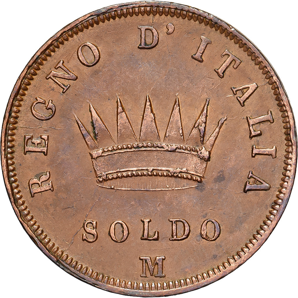 Kingdom of Italy, Napoleon I, 1 Soldo, 1813, Milan, Kupfer, VZ
