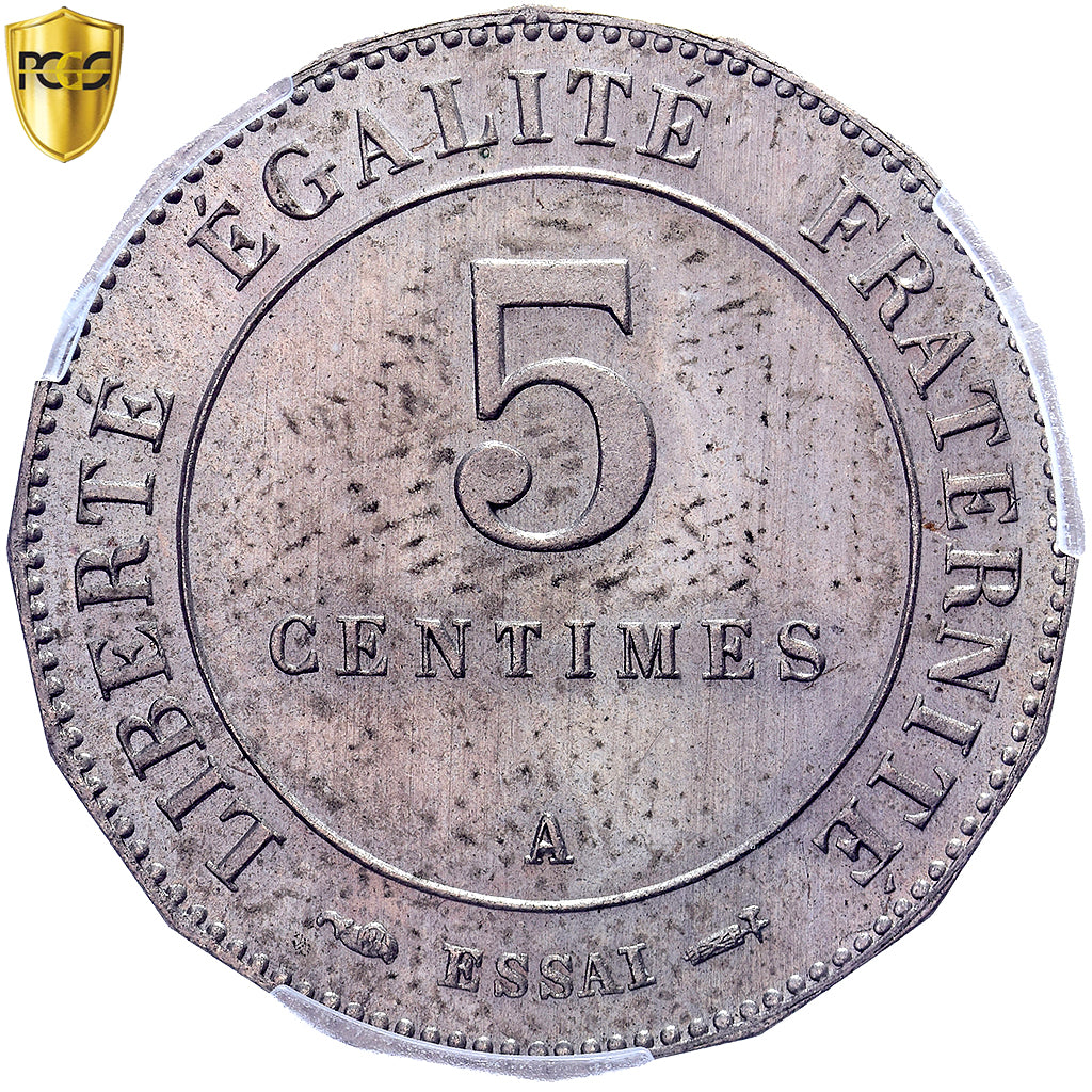 France, 5 Centimes, Merley, 1887, Paris, Pattern, double denomination