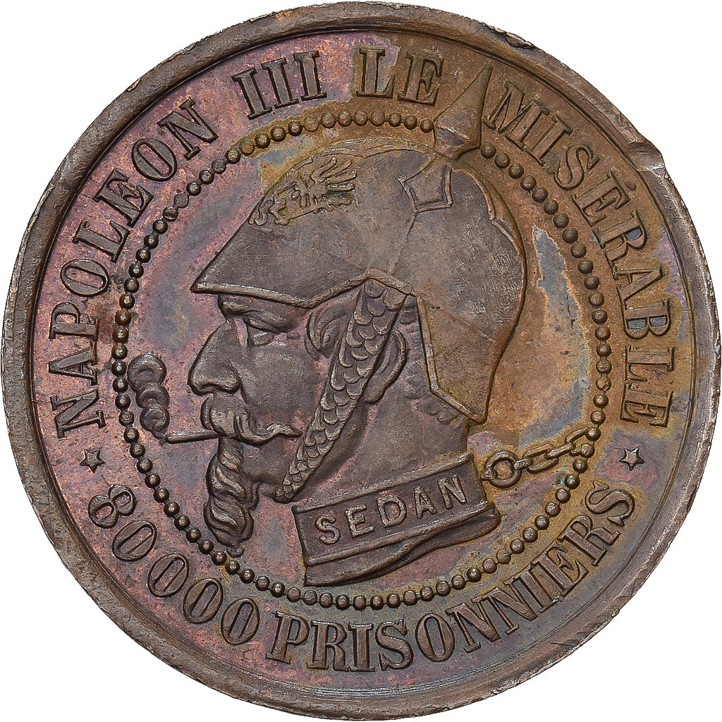 France, Satirical token, Napoléon III, Sedan, 1870-1871, Copper, MS(60-62)