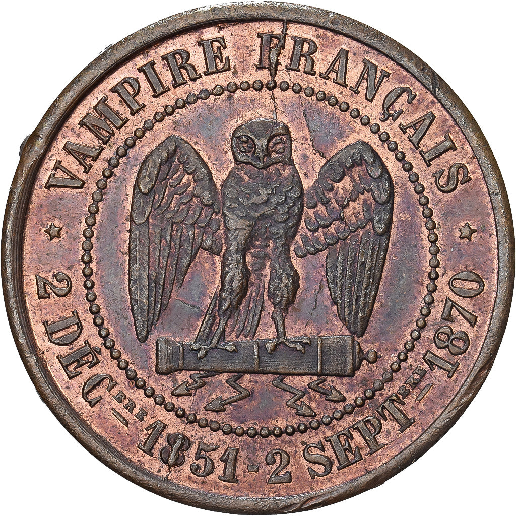 France, Satirical token, Napoléon III, Sedan, 1870-1871, Copper, MS(60-62)
