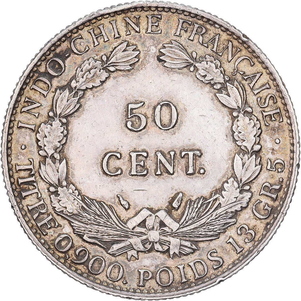 Frans Indo-China, 50 Cent, 1936, Paris, Zilver, ZF+