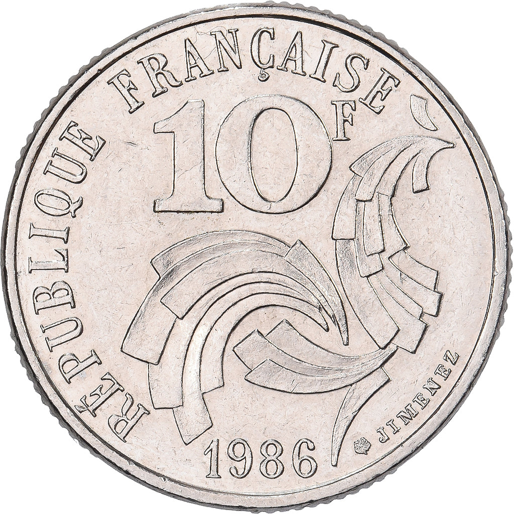 France, 10 Francs, Jimenez, 1986, MDP, Nickel, SUP+