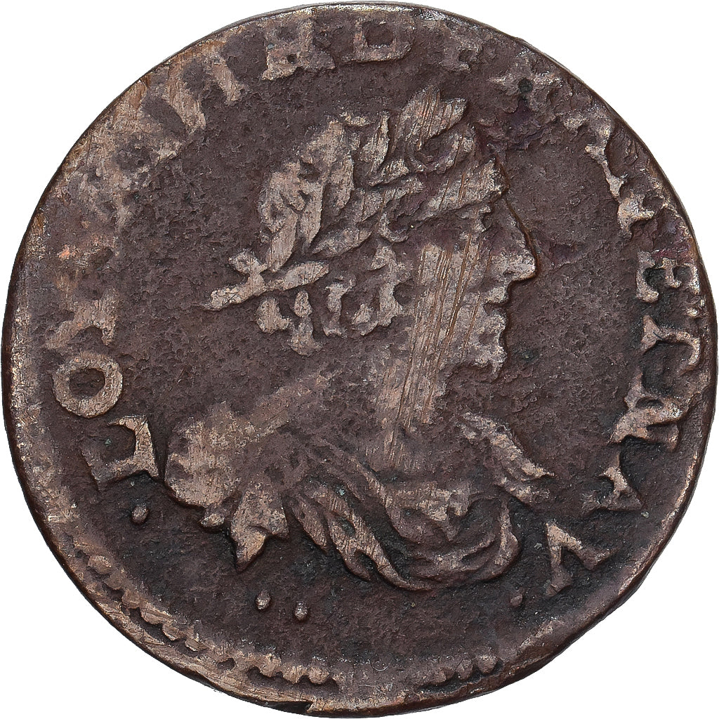 Francia, Louis XIII, Double Tournois, 1637, Axe Loire-Rhône, Rame, MB+