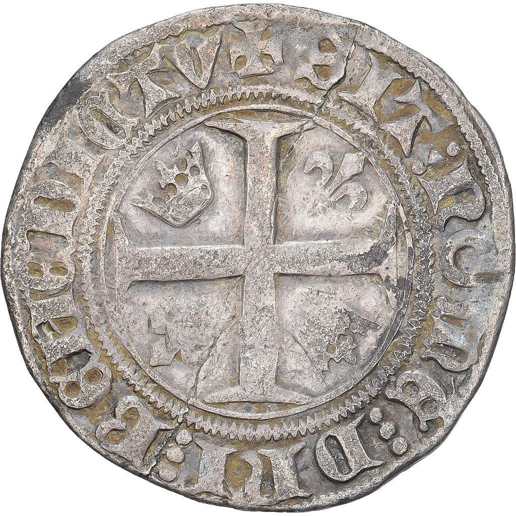 France, Charles VI, Blanc Guénar, 1389-1422, Paris, Billon, TB+, Duplessy:377A