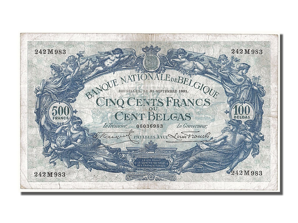 Banknote, Belgium, 500 Francs-100 Belgas, 1931, 1931-09-21, EF(40-45)