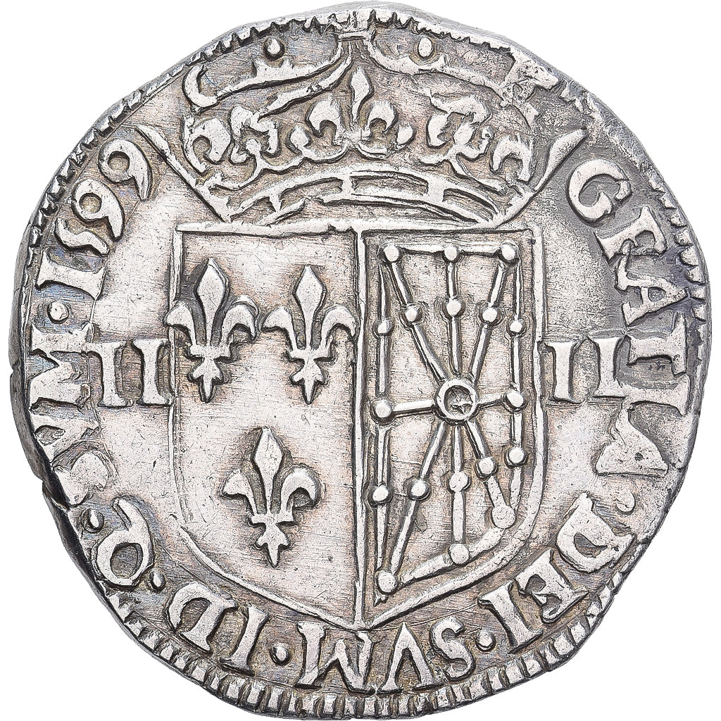 France, Henri IV, 1/4 Écu de Navarre, 1599, Saint-Palais, Argent, TTB+
