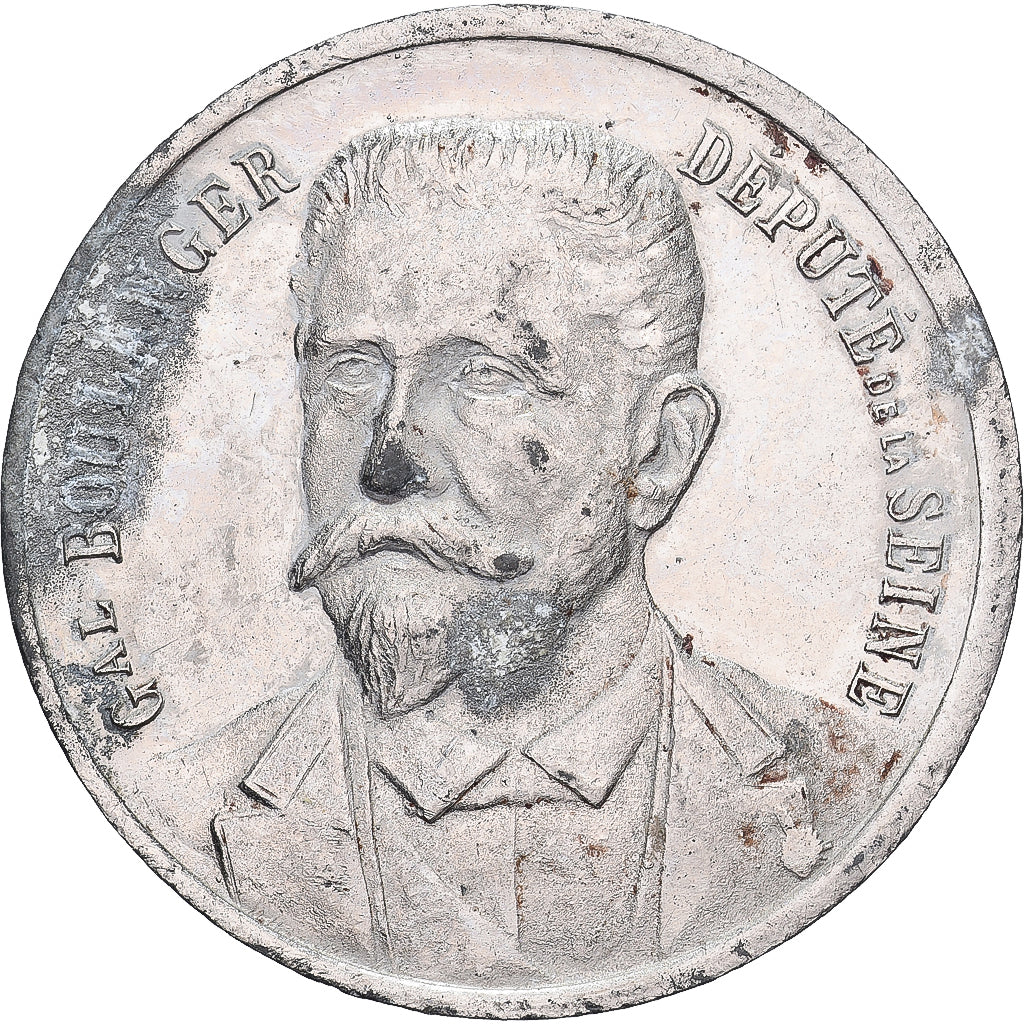 França, Token, Boulanger député, journal Le Peuple, 1889, Estanho, AU(50-53)