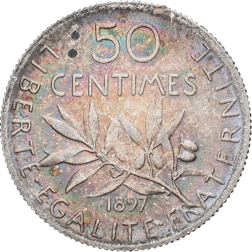 Francja, 50 Centimes, Semeuse, 1897, Paris, Srebro, AU(50-53)