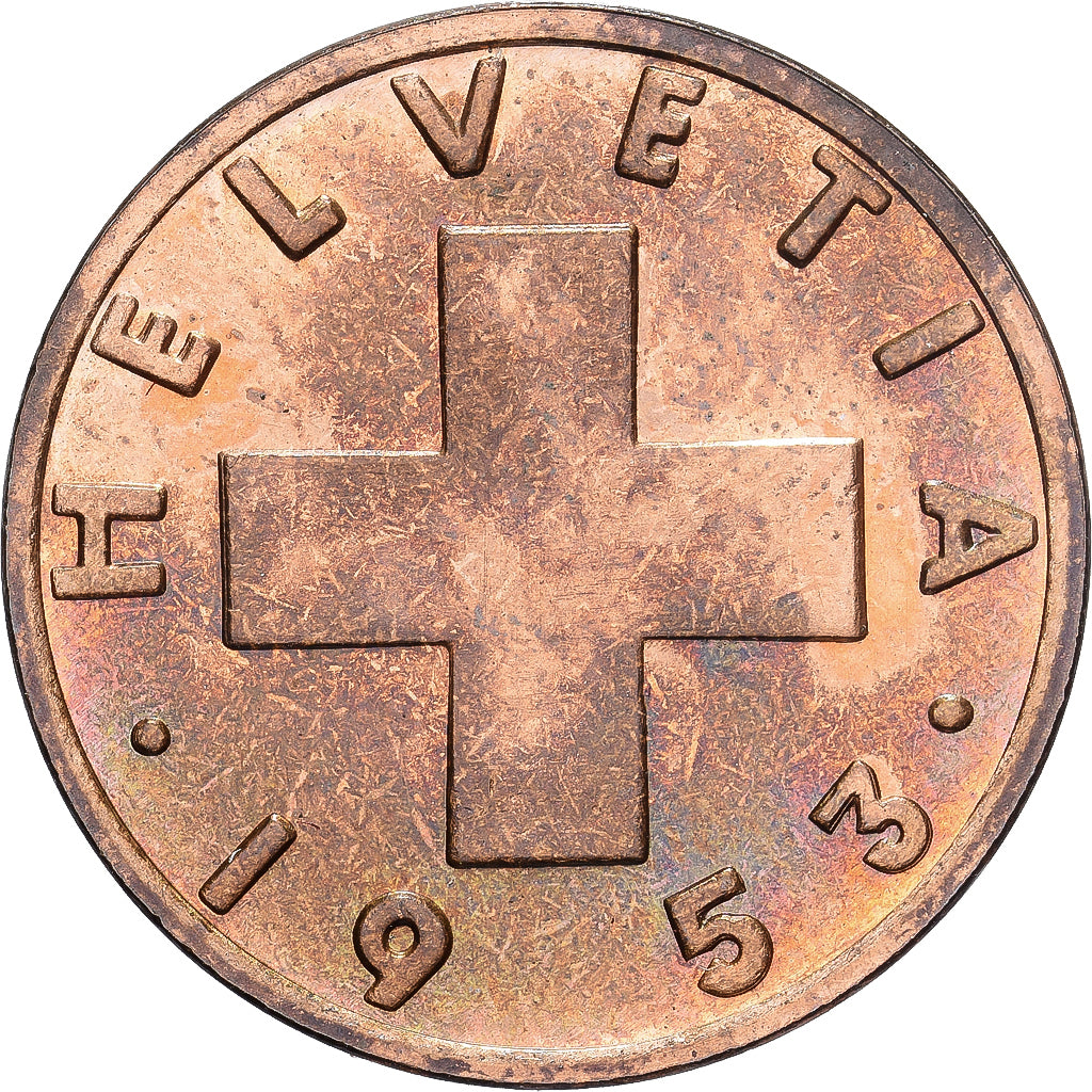 Schweiz, 2 Rappen, 1953, Bern, Bronze, STGL