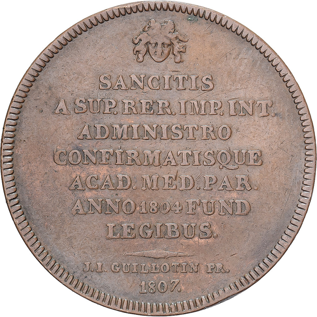Francia, ficha, Joseph Ignace Guillotin, 1807, Rame, BB