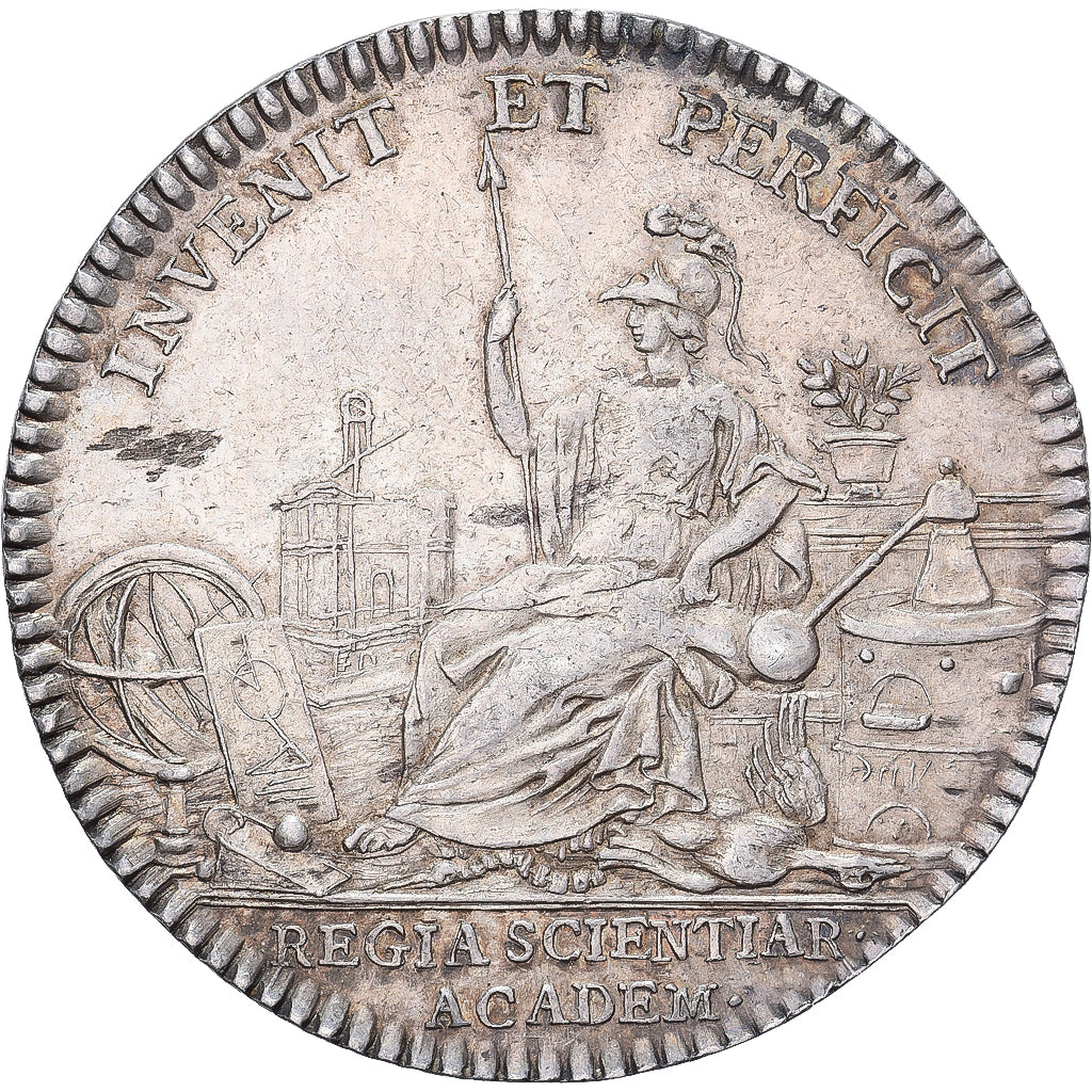 França, Token, Luís XV, Académie Royale des Sciences, n.d. (1747), Prata