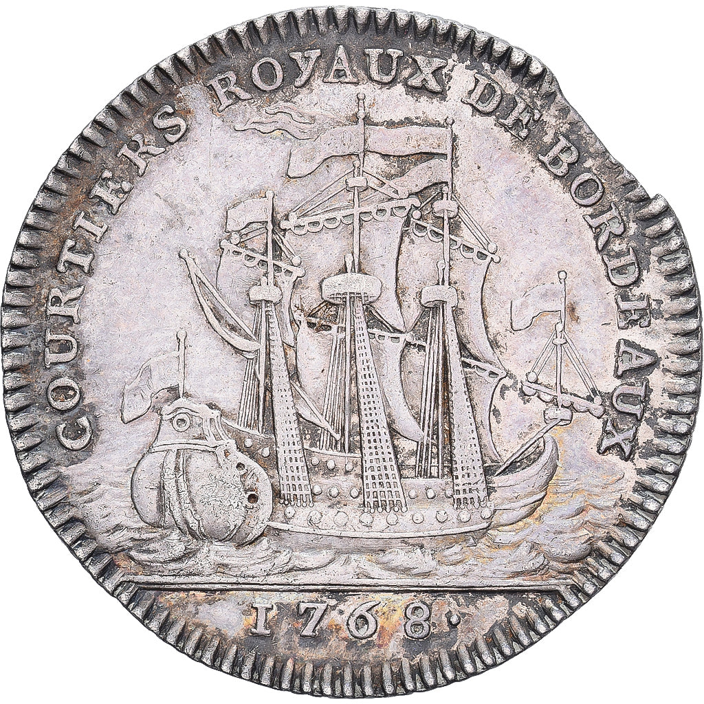 Frankrijk, Token, Louis XVI, Courtiers royaux de Bordeaux, 1768, Zilver, ZF+