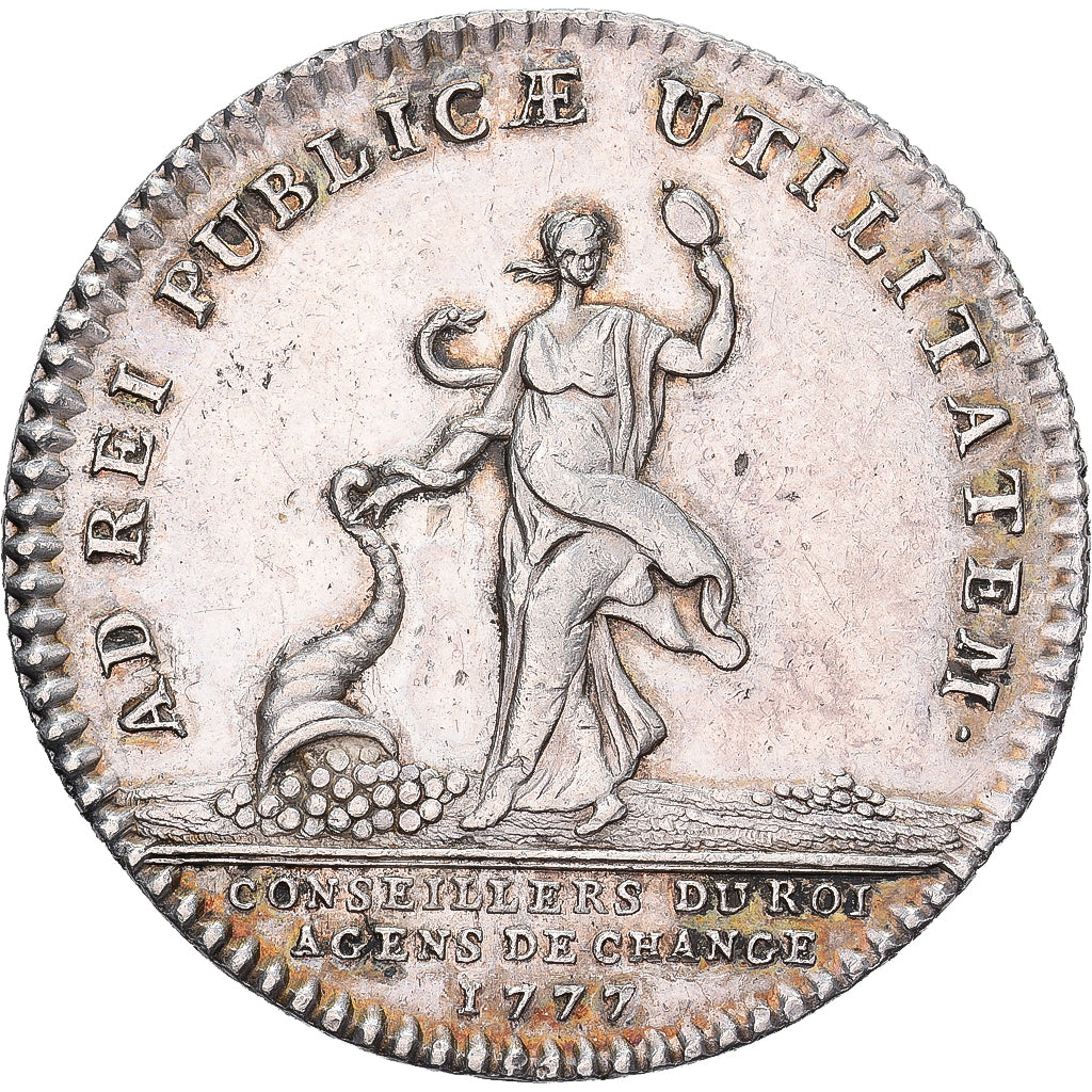 France, Token, Louis XVI, Bourse de Paris, Agents de Change, 1777, Silver