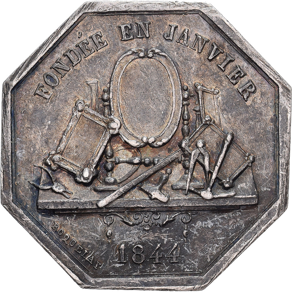 Francia, ficha, Corporation des Miroitiers, 1844, Argento, BB+