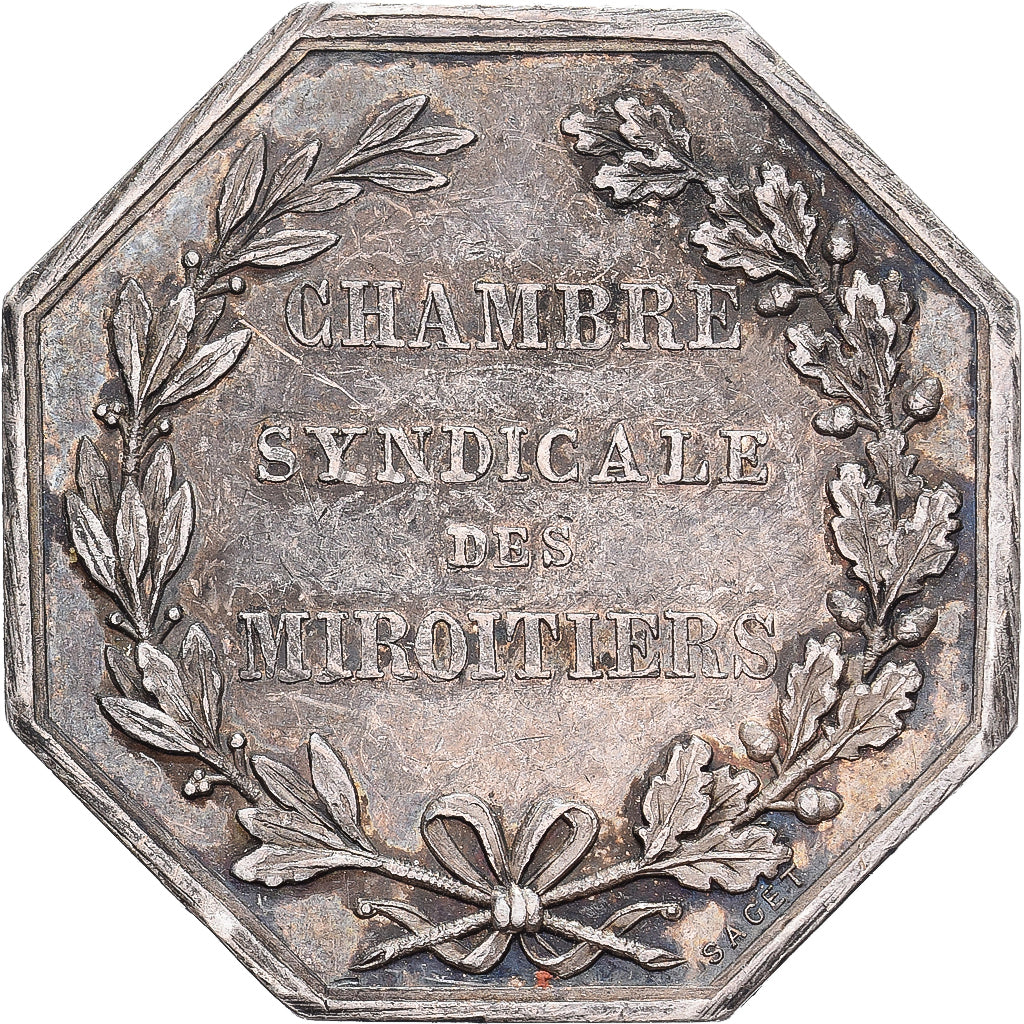 Francia, ficha, Corporation des Miroitiers, 1844, Argento, BB+