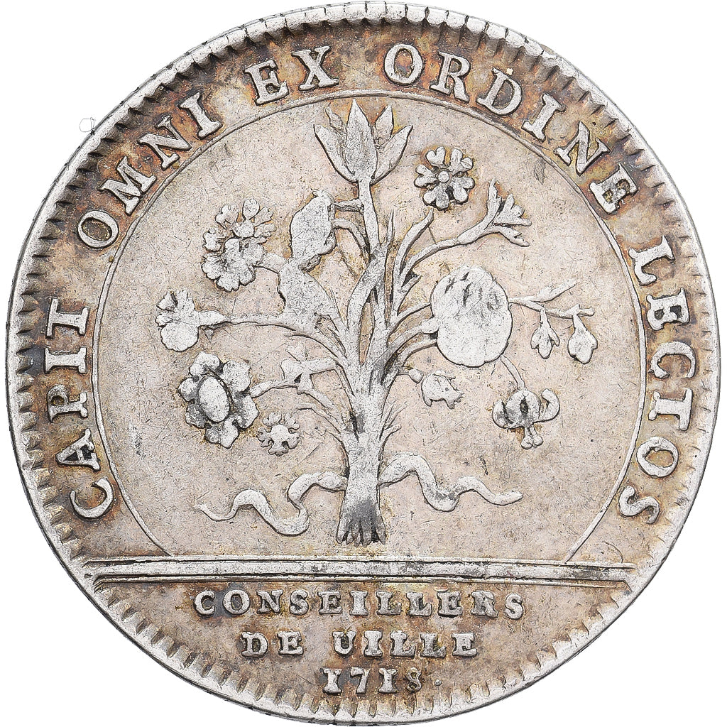 France, Jeton, Louis XV, Paris, Conseillers de ville, 1718, Argent, TTB