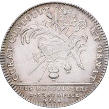 Francia, zeton, Eglises de Paris, Narguilliers de Saint-Sulpice, 1756, Plata