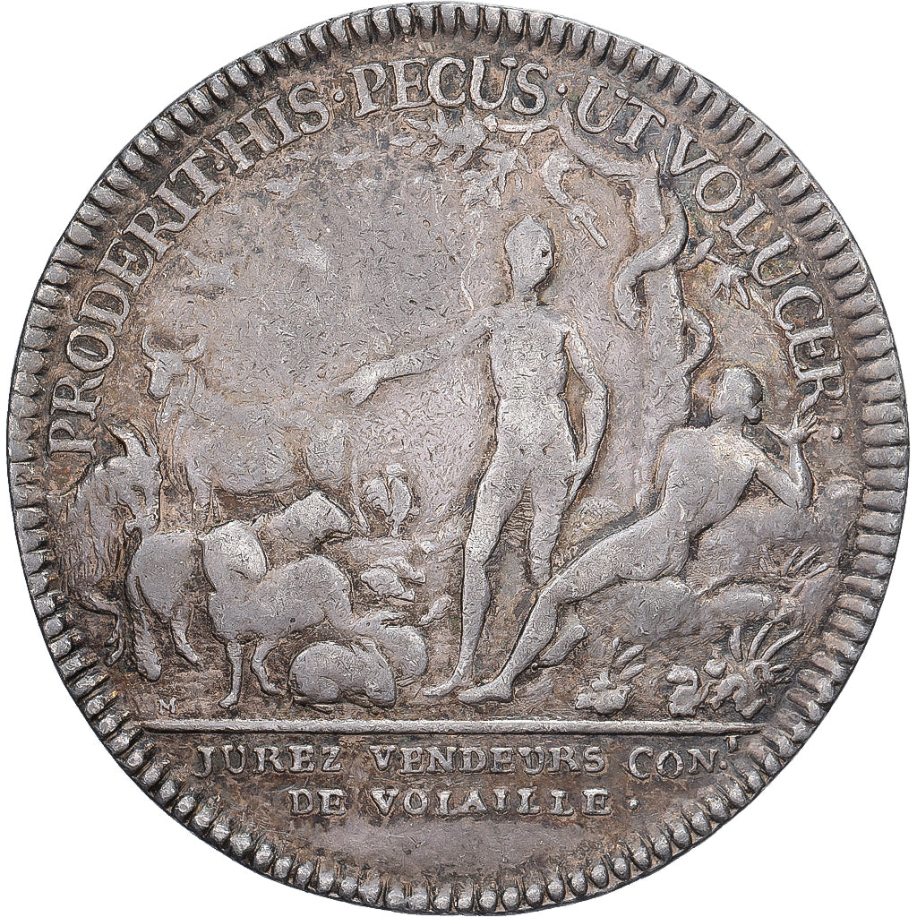 Francia, zeton, Louis XV, Jurés Vendeurs de Volailles, n.d., Plata, MBC+
