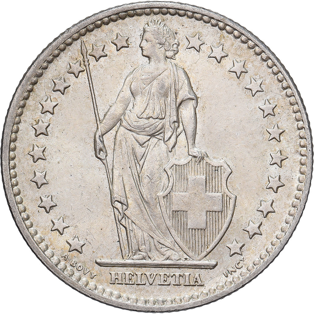 Switzerland, 2 Francs, Helvetia, 1874, Bern, Silver, MS(63)