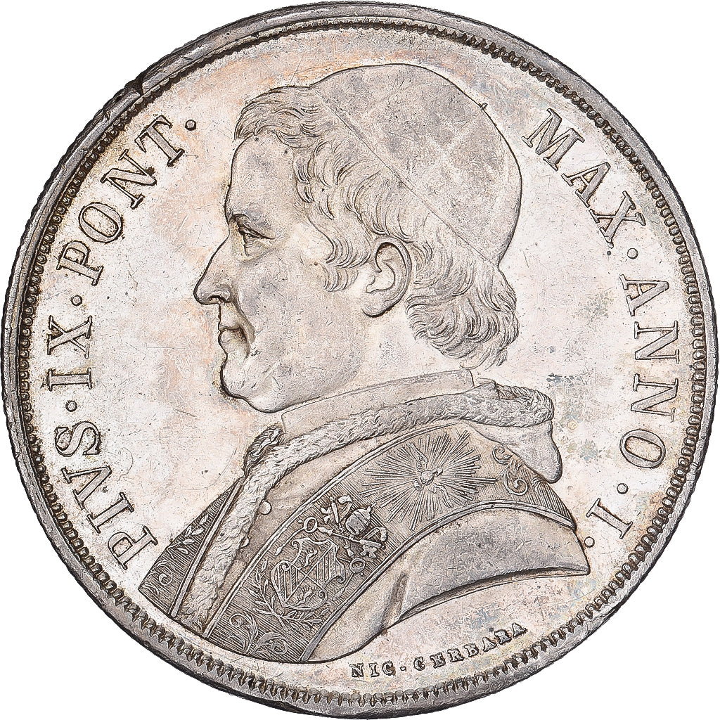 Papal States, Pius IX, Scudo, 1846, Bologna, Argento, SPL-