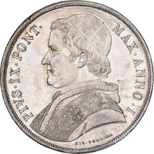 Papal States, Pius IX, Scudo, 1846, Bologna, Silver, AU(55-58)