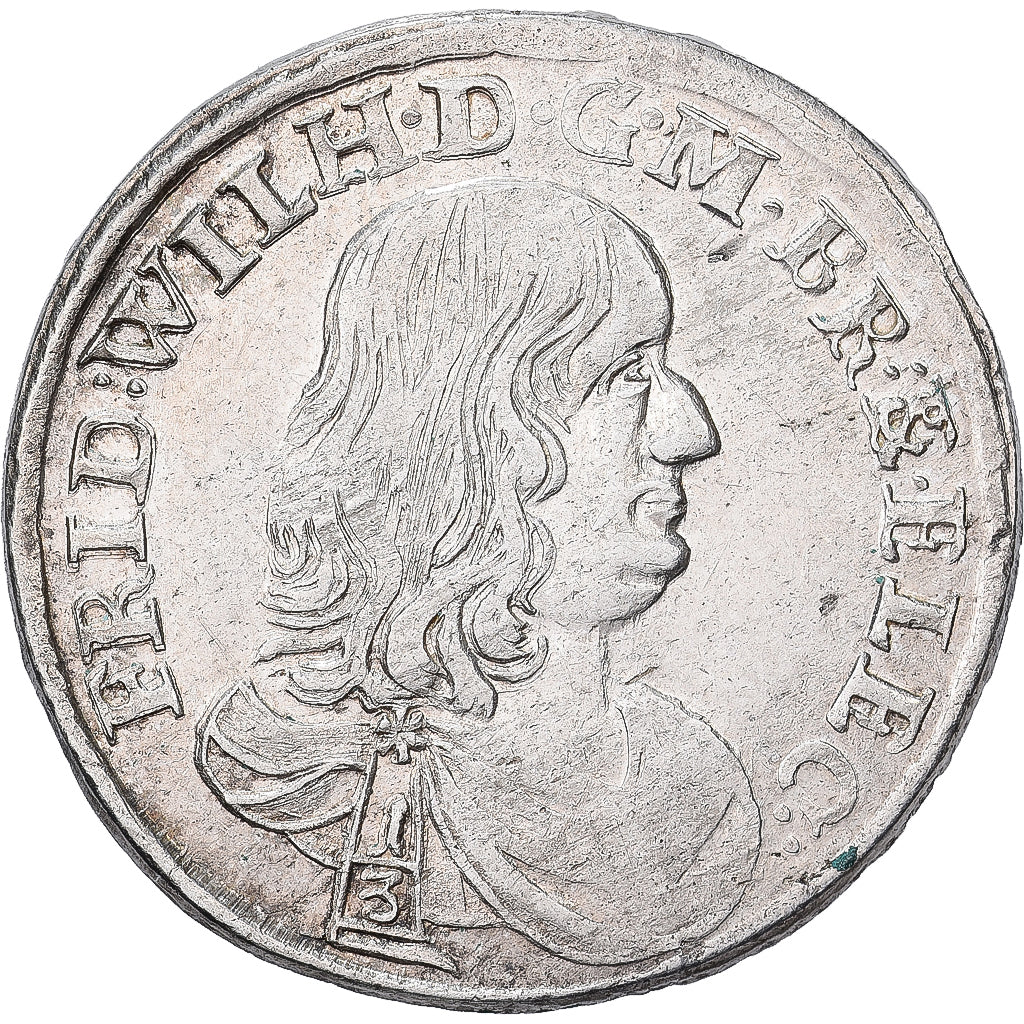 Brandenburg-Prussia, Friedrich Wilhelm, 1/3 Thaler, 1672, Prata, AU(50-53)