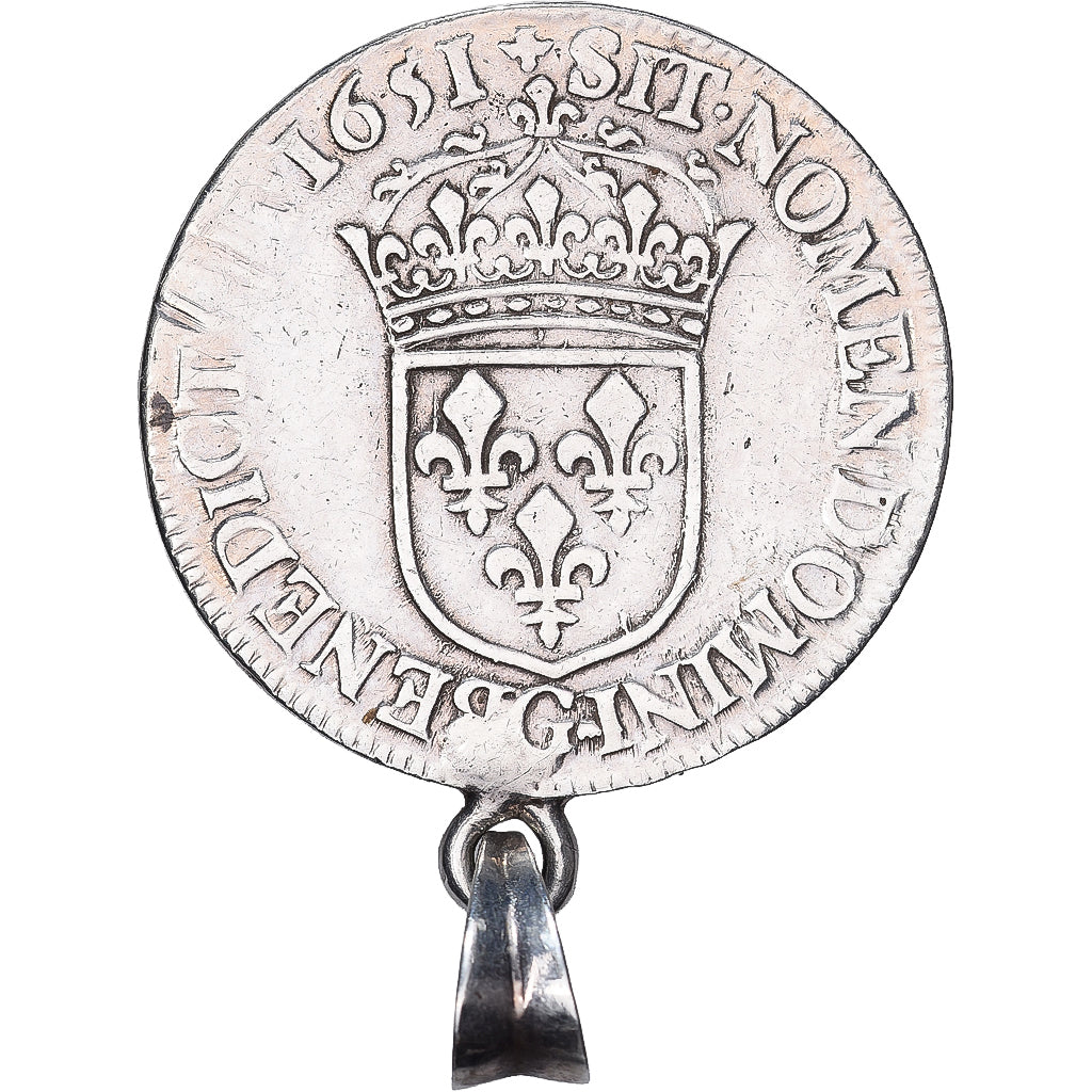 França, Louis XIV, 1/2 Écu à la mèche longue, 1651, Poitiers, Prata