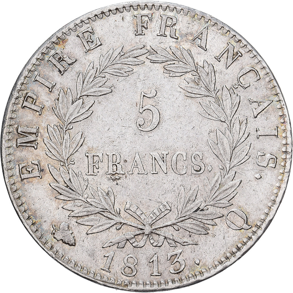 Francja, Napoleon I, 5 Francs, 1813, Toulouse, Srebro, AU(55-58), Gadoury:584