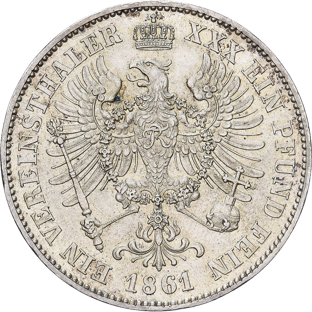 Kingdom of Prussia, Wilhelm I, 1 Thaler, 1861, Berlin, Plata, EBC+