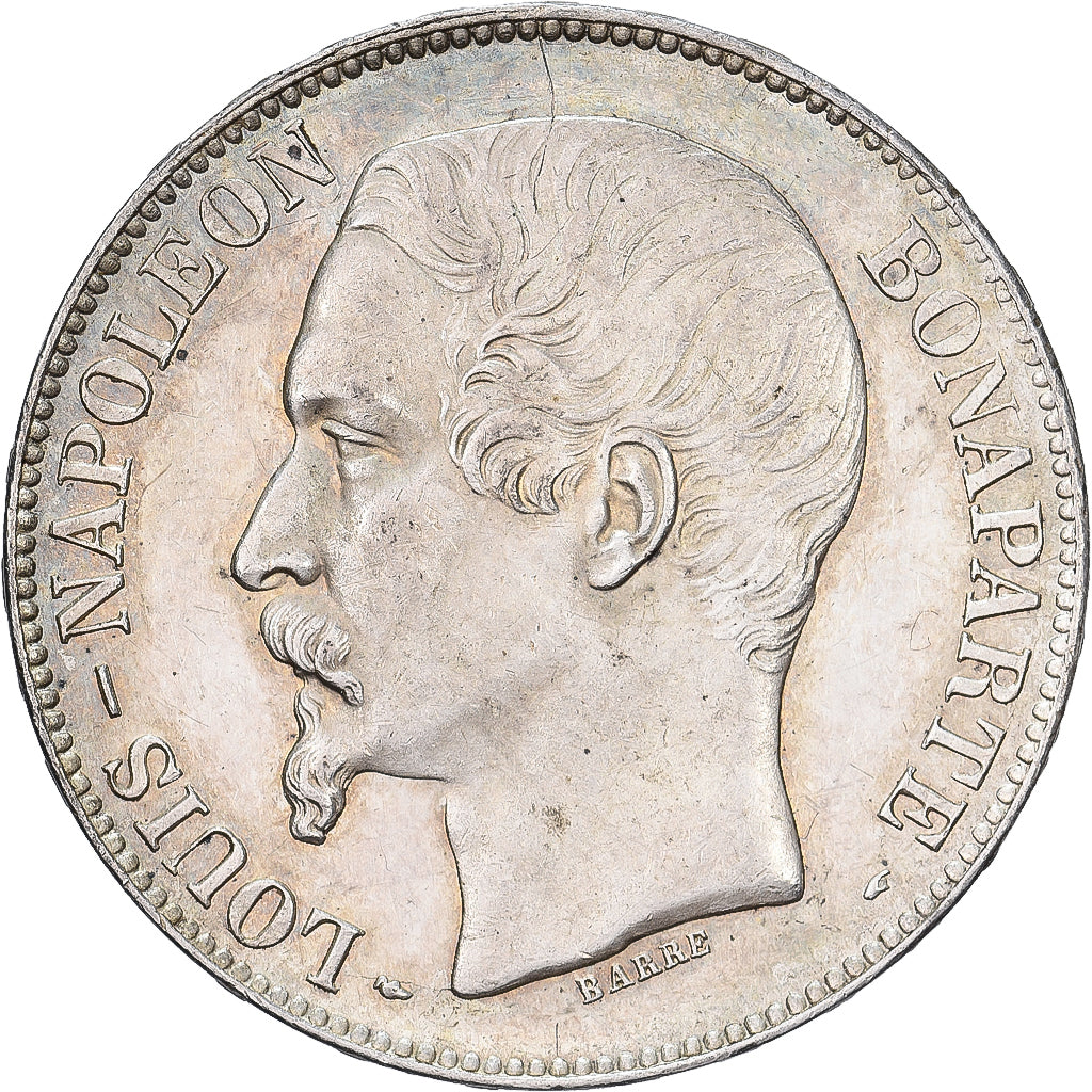 França, Louis-Napoléon Bonaparte, 5 Francs, 1852, Paris, Prata, MS(60-62)