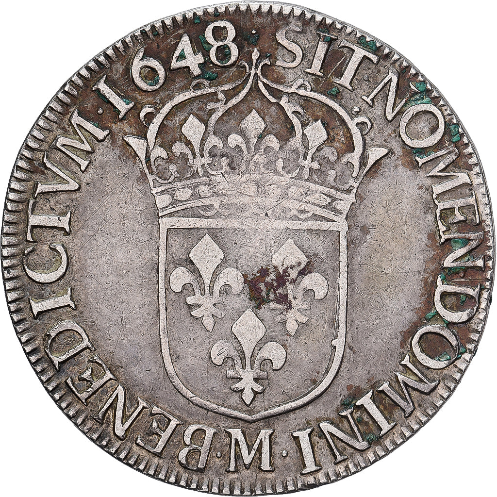 Frankrijk, Louis XIV, Écu à la mèche longue, 1648, Toulouse, Zilver, FR+