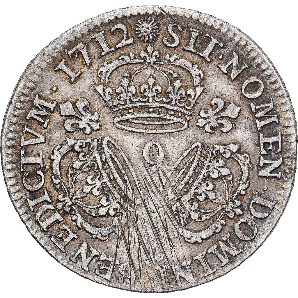 França, Louis XIV, 1/4 Ecu aux 3 couronnes, 1712, Rennes, Prata, VF(30-35)