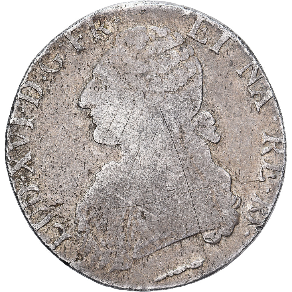 France, Louis XVI, Écu de Béarn aux branches d'olivier, 1785, Pau, Argent, TB
