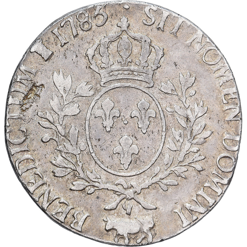France, Louis XVI, Écu de Béarn aux branches d'olivier, 1785, Pau, Argent, TB