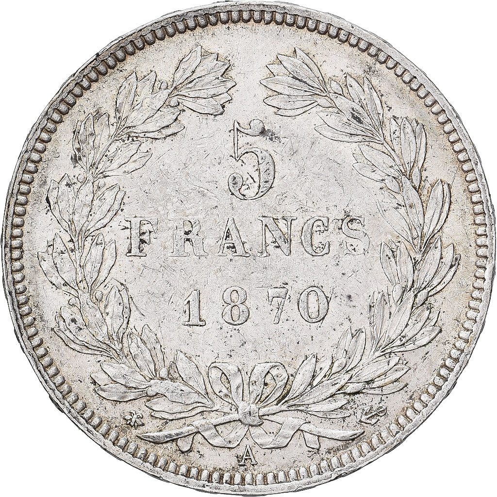 France, 5 Francs, Cérès, 1870, Paris, Silver, AU(50-53), Gadoury:742