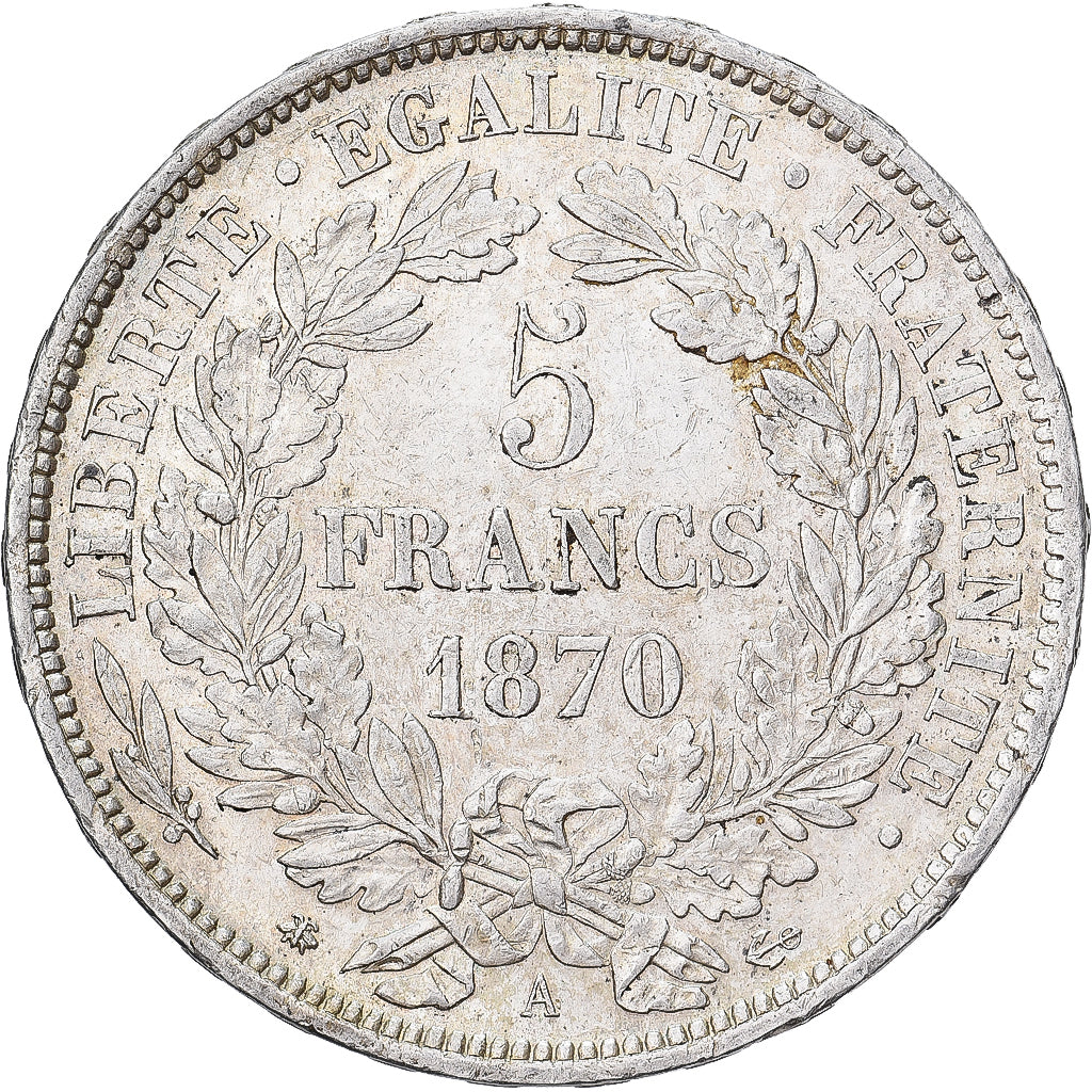 Frankreich, 5 Francs, Cérès, 1870, Paris, Silber, VZ, Gadoury:743