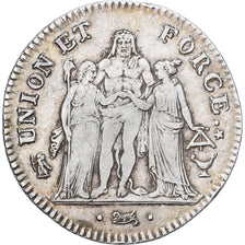 France, 5 Francs, Hercule, AN 8, Bordeaux, Silver, VF(30-35)