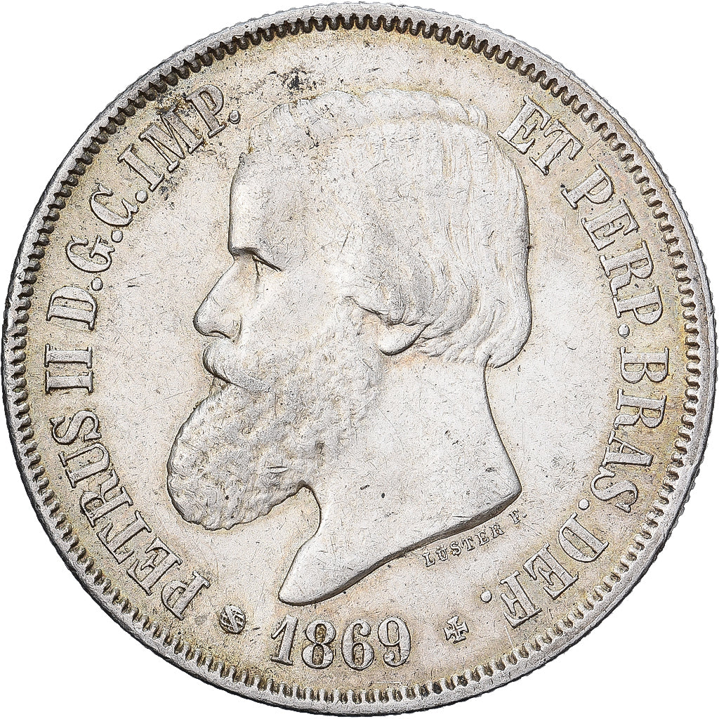Portugal, Pedro II, 2000 Reis, 1869, Lisbon, Silber, SS+