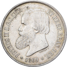 Portugal, Pedro II, 2000 Reis, 1869, Lisbon, Silver, AU(50-53)