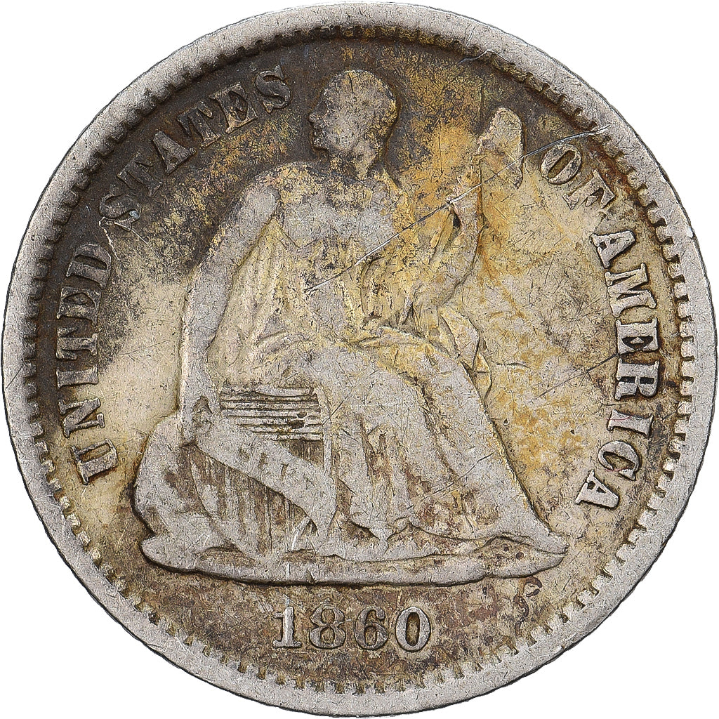 États-Unis, Half Dime, Seated Liberty, 1860, New Orleans, Argent, TB+