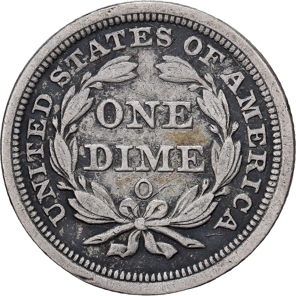États-Unis, Dime, Seated Liberty, 1858, New Orleans, Argent, TTB