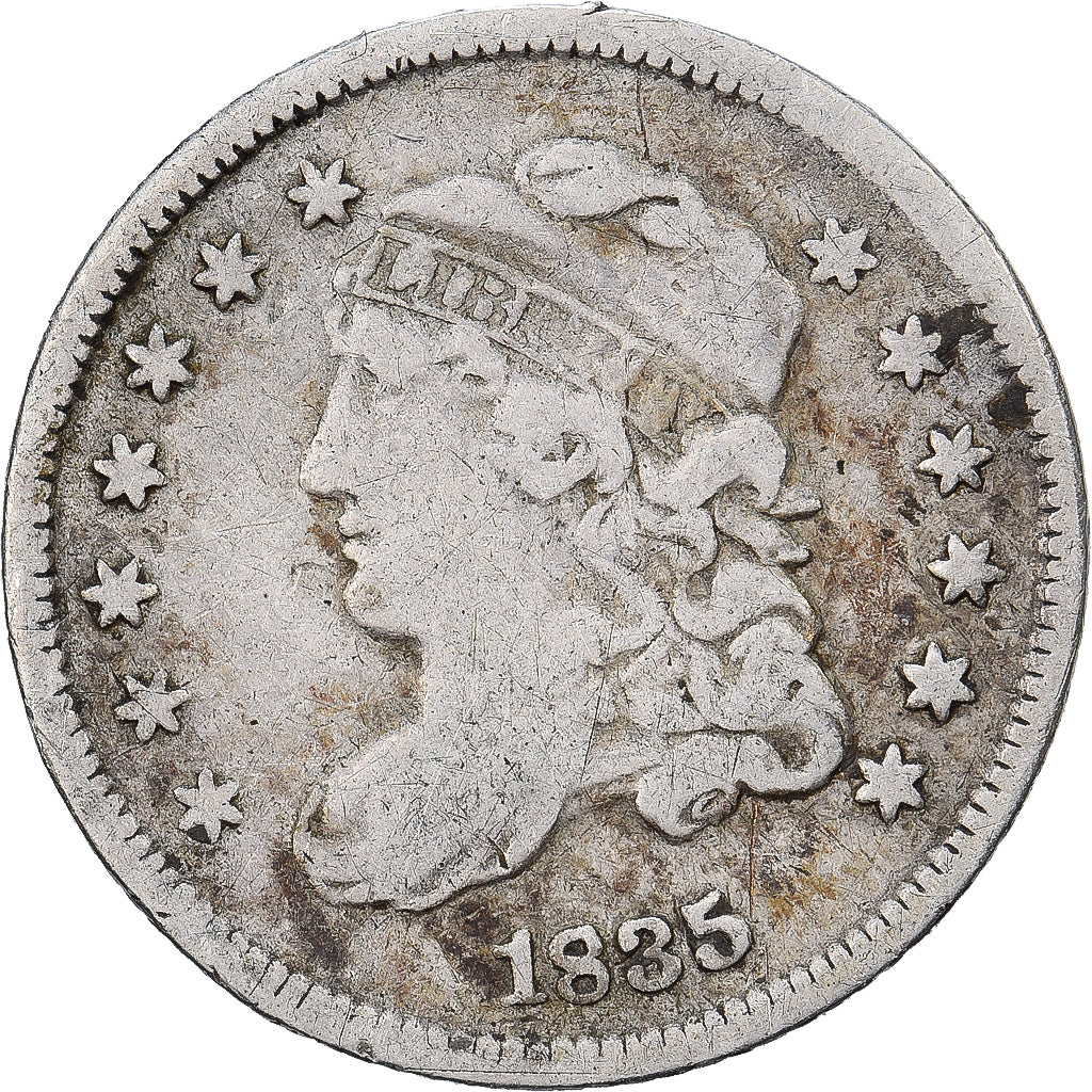 États-Unis, Half Dime, Capped Bust, 1835, Philadelphie, Argent, B+