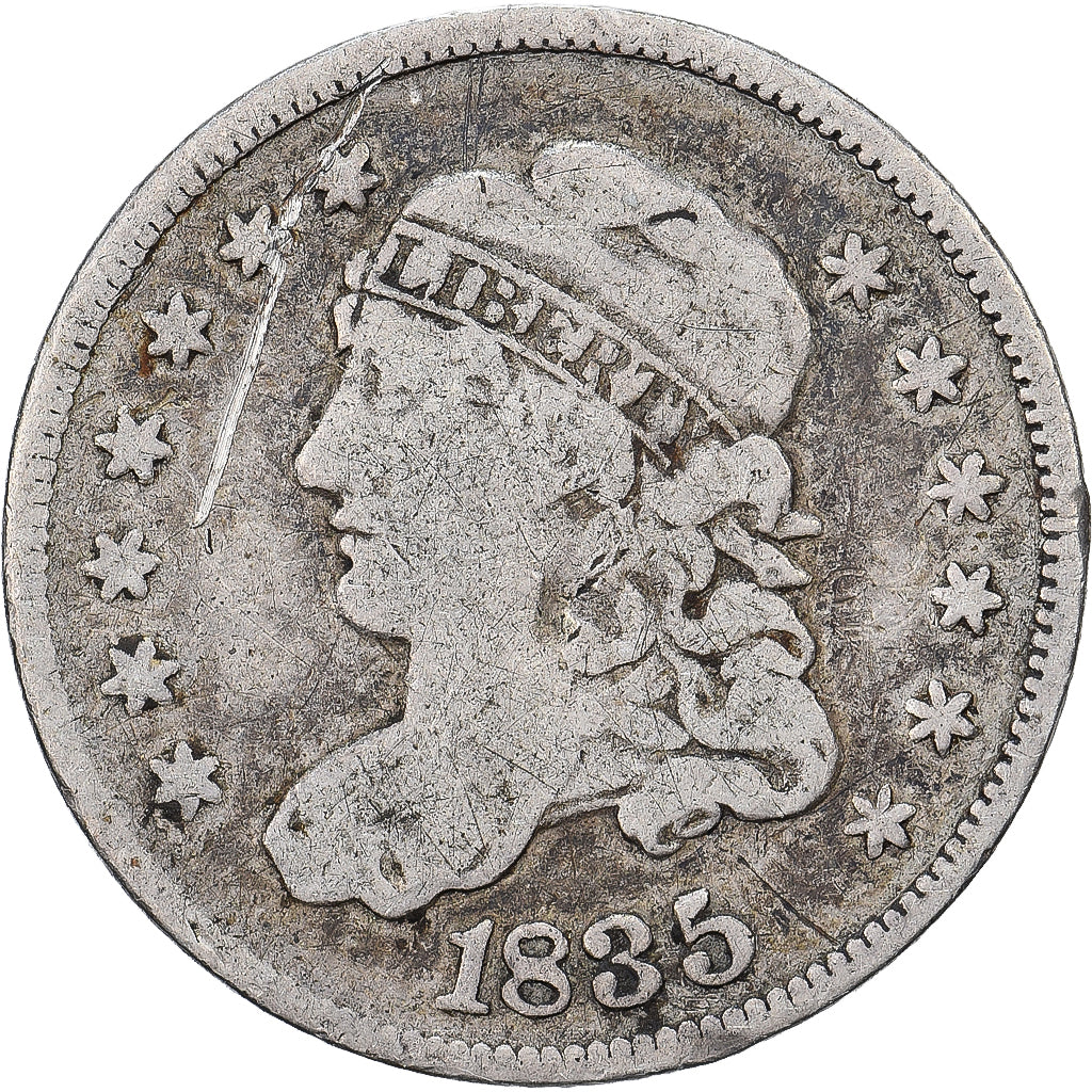 États-Unis, Half Dime, Capped Bust, 1835, Philadelphie, Argent, B+