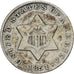 Vereinigte Staaten, 3 Cents, Union Shield, 1851, Philadelphia, Silber, S+