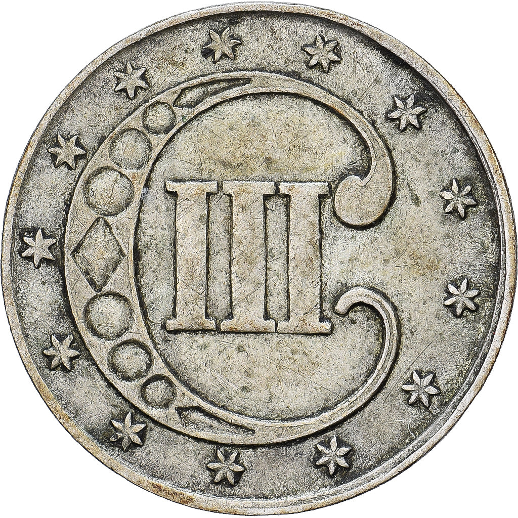 Vereinigte Staaten, 3 Cents, Union Shield, 1851, Philadelphia, Silber, S+