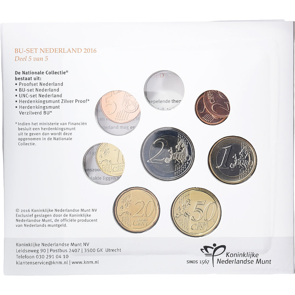 Netherlands, Set 1 ct. - 2 Euro, BU, 2016, Utrecht, MS(65-70)