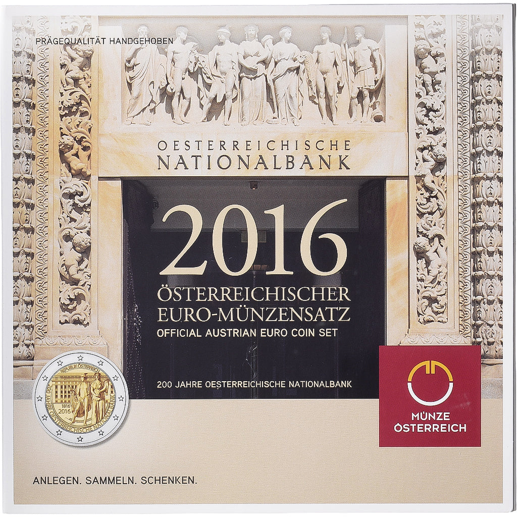 Austria, Set 1 ct. - 2 Euro, 200th Anniversary - National Bank, BU, 2016